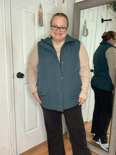 Remy Zip Up Vest Teal- Michelle Mae