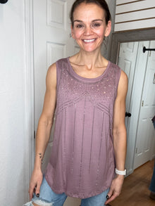 Glitzey Sleeveless Top Mauve- Vocal