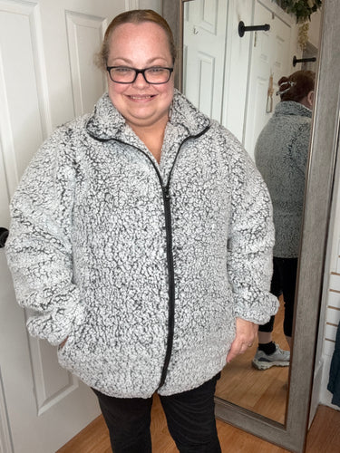 Taz Fullzip Sherpa Charcoal- Michelle Mae