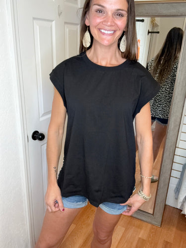 LEOPARD LOVIN SHORT SLEEVE REVERISBLE TOP - BLACK- WHITE BIRCH