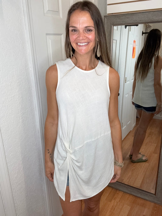 CELIA SLEEVLESS FLOWY TOP - OFF WHITE - WHITE BIRCH