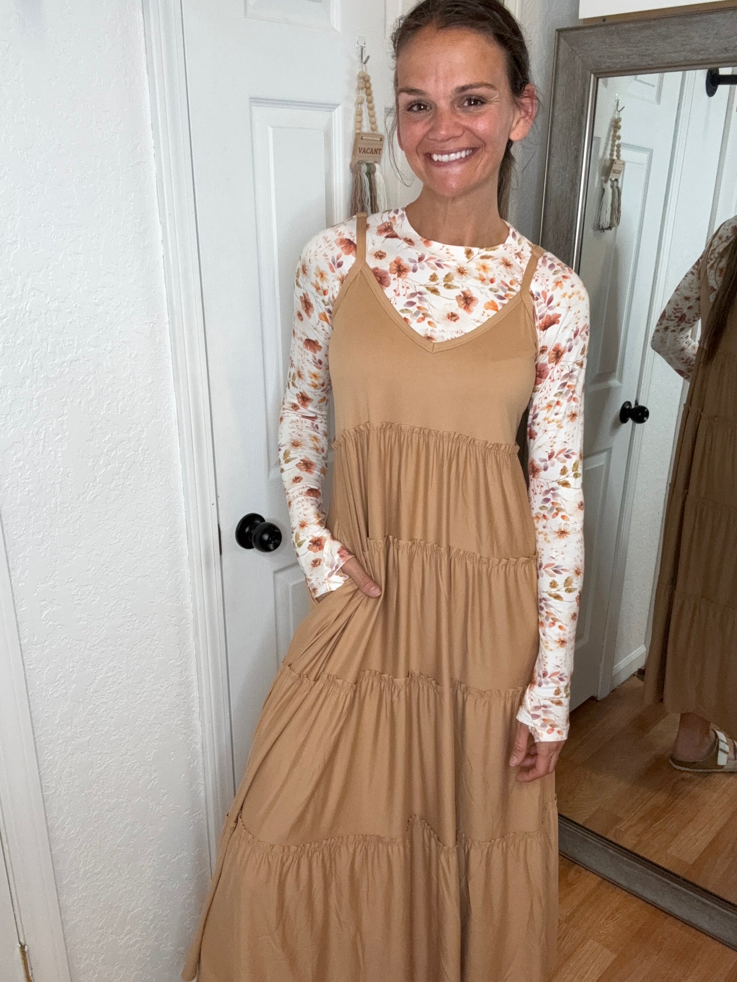 DIANE TIERED MAXI DRESS SAND - ZENANA