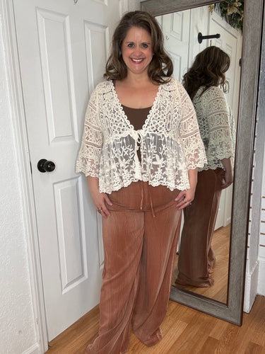 Fawcett Lace Cover Up Top Natural- POL