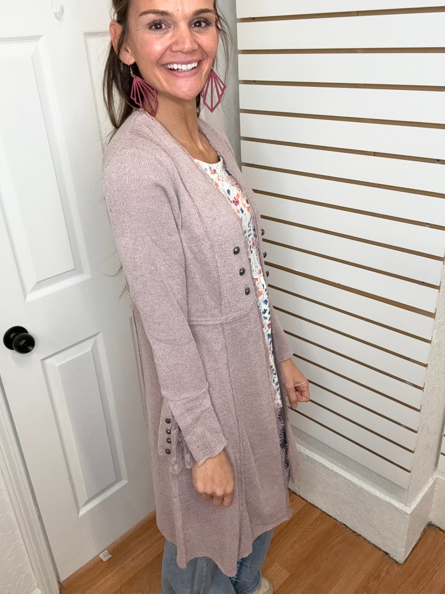 BEATRICE CARDIGAN- MAUVE - BY VOCAL