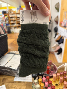 LOOSE KNIT EXTENDED SLOUTCHY CREW SOCK OLIVE - ME MOI