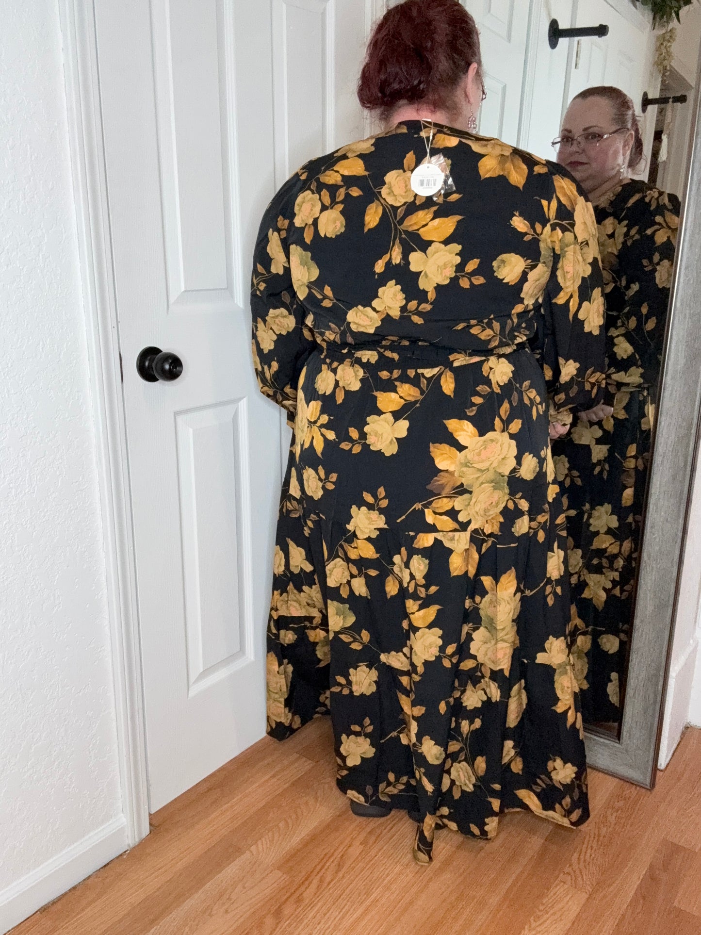 GOLDEN SUNSET FLORAL MIDI MAXI DRESS - ODDI