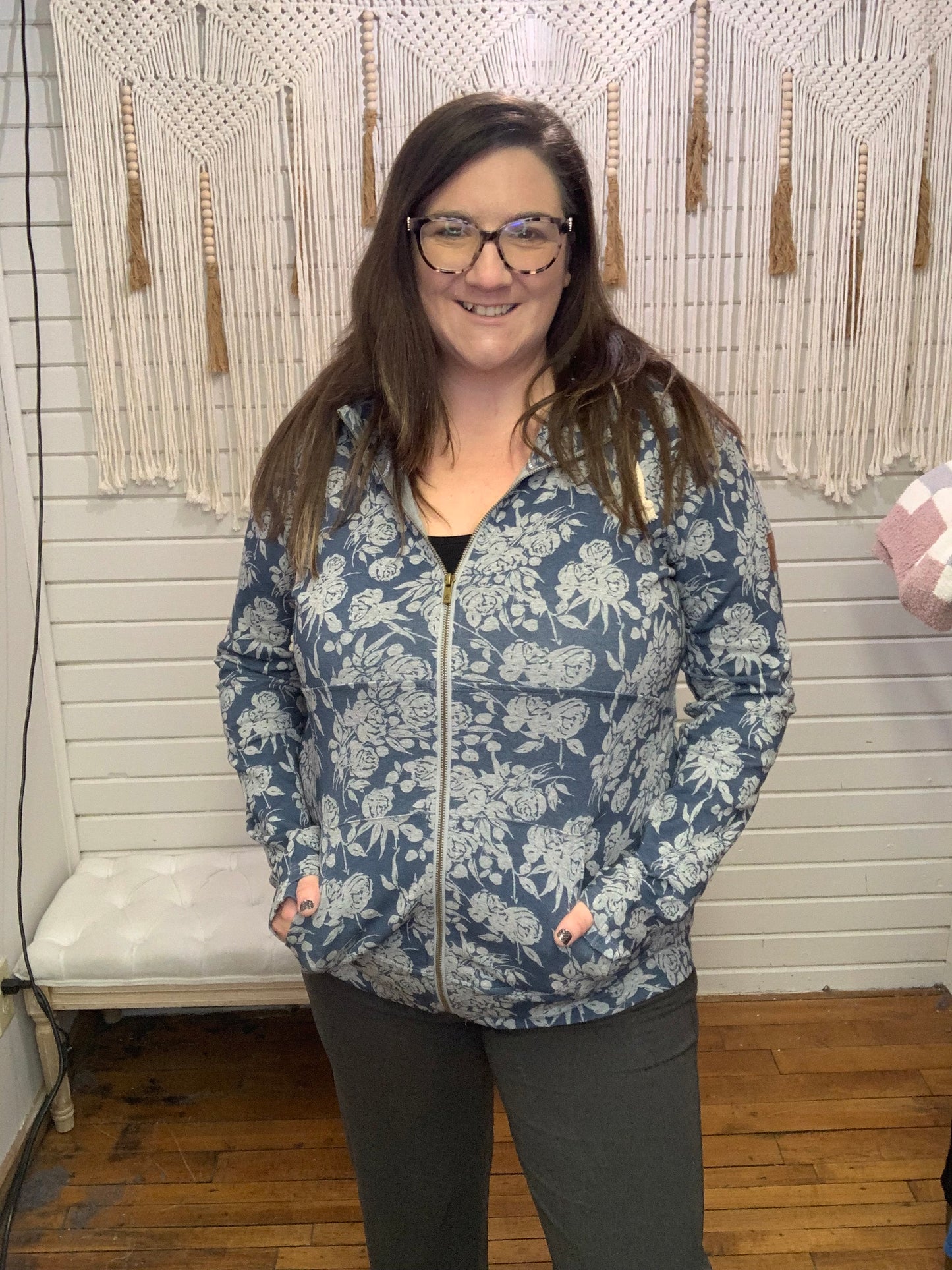 AMPERS&- full zip Hooded sweatshirt - twilight blooms