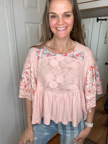 Farly Lace Detail Short Sleeve Top - Pol