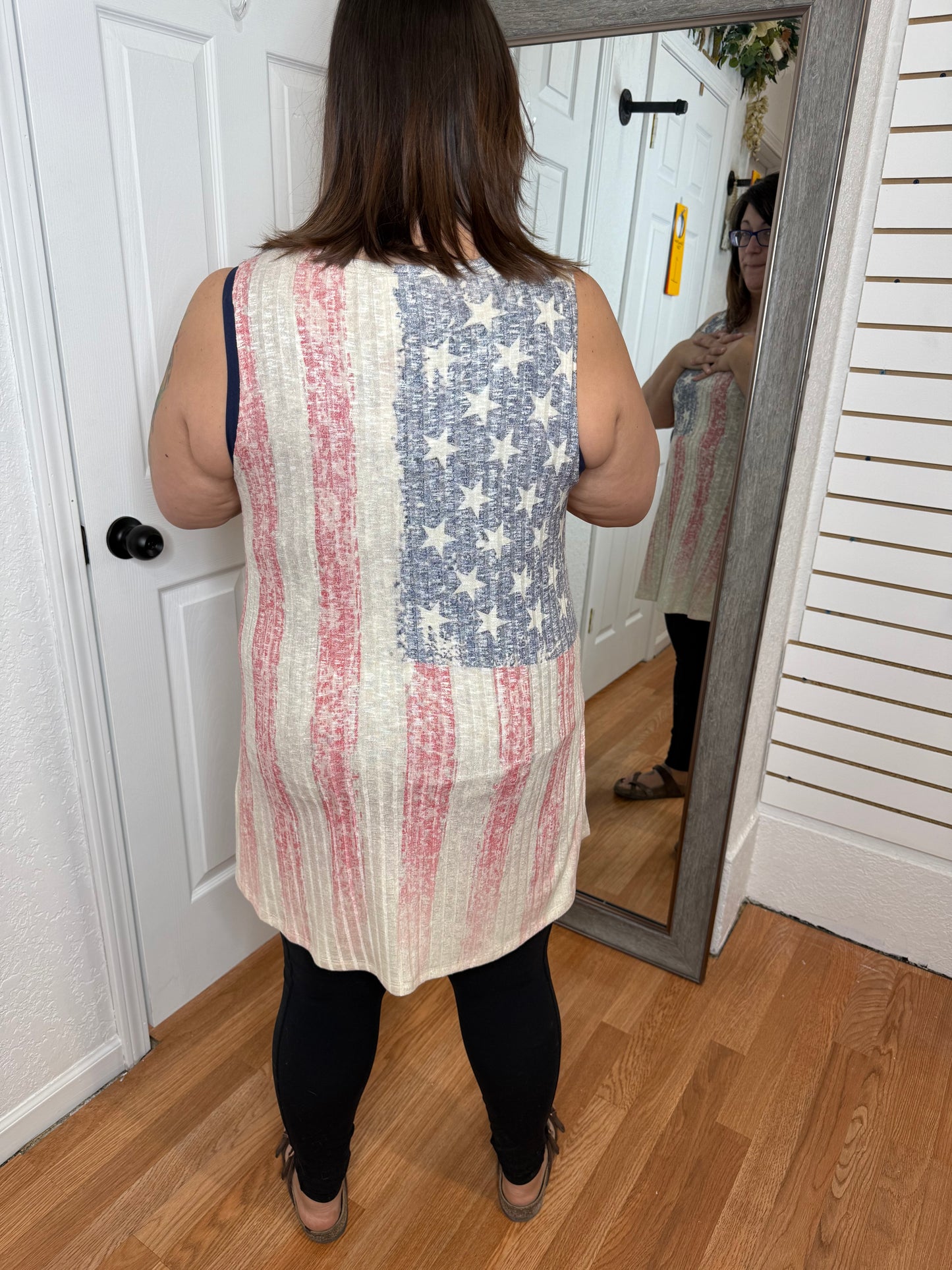 LIBERTY RHINESTONE FLAG SLEEVELESS TOP - BY VOCAL