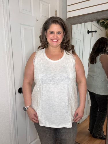 Liora Lace Trimmed Tank Top Ivory- Vocal