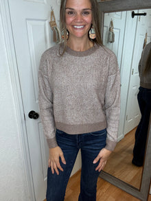Josie Cozy Crew Sweater Mocha - Michelle Mae