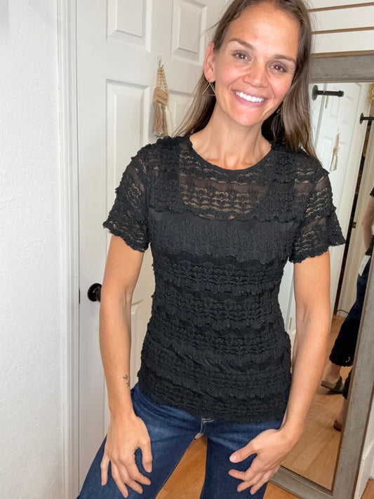 ROSALIE LACE TOP BLACK - BLAKELEY