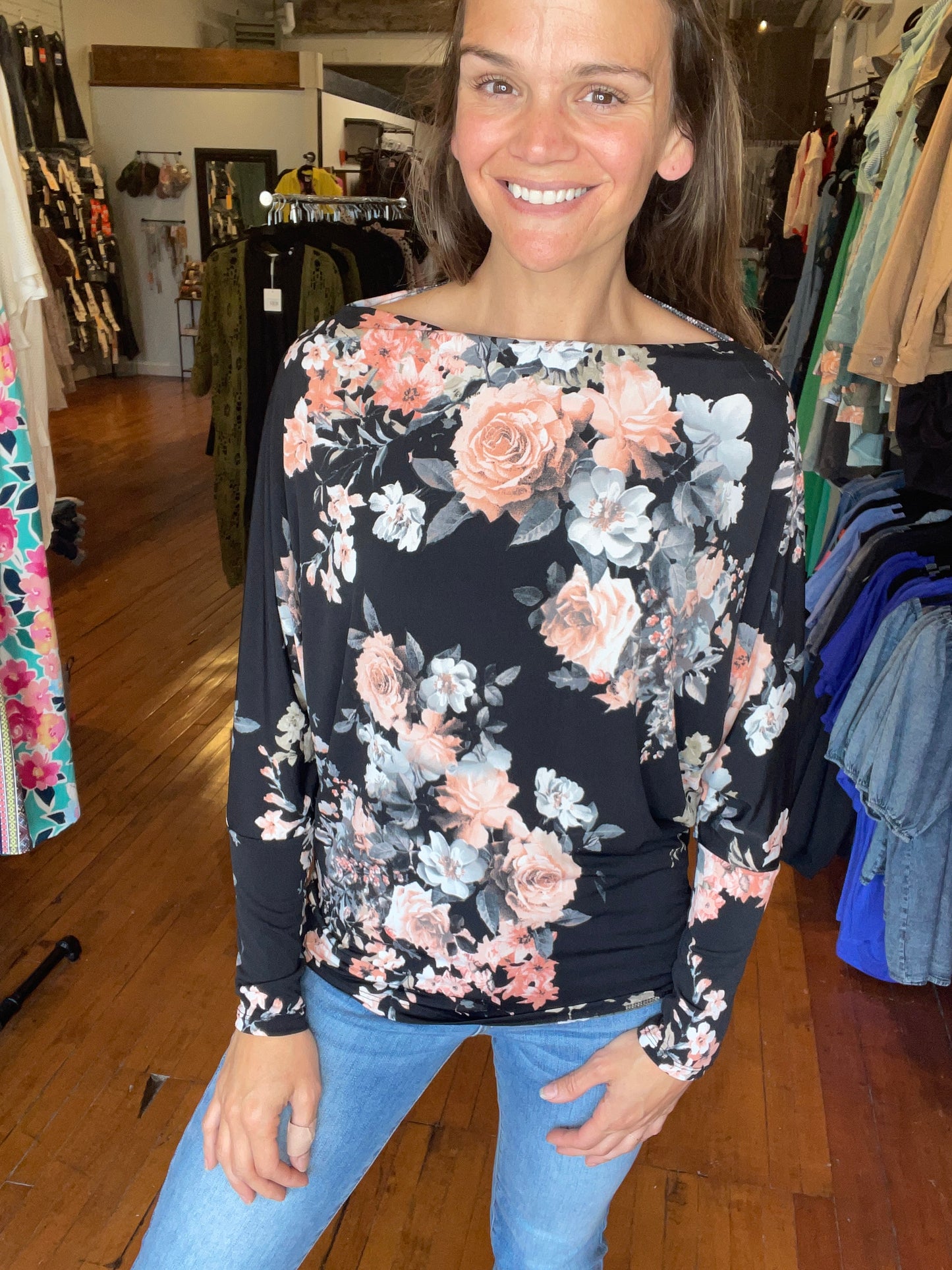 Floral Long Sleeve Dolman