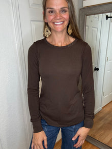 Stacy Long Sleeve Top Coffee - THREAD & SUPPLY