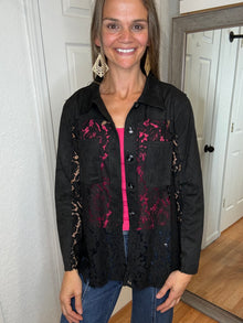 Rosa Lace Button Down Top Black - Vocal