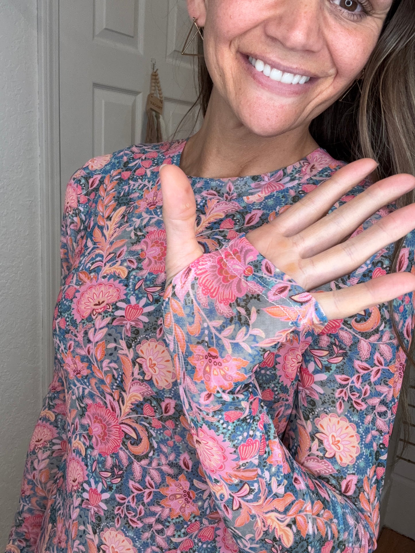 BLOOMS MESH TOP PINK FLORAL- BLAKELEY