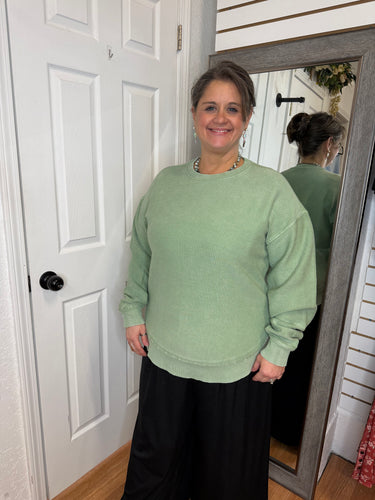 Clara Round Bottom Corded Crew Sweatshirt- Sage Moon Ryder