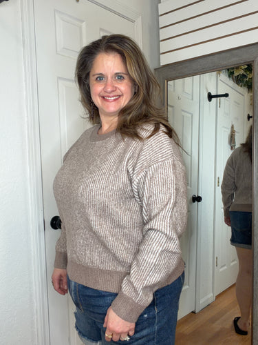 Josie Cozy Crew Sweater Mocha - Michelle Mae