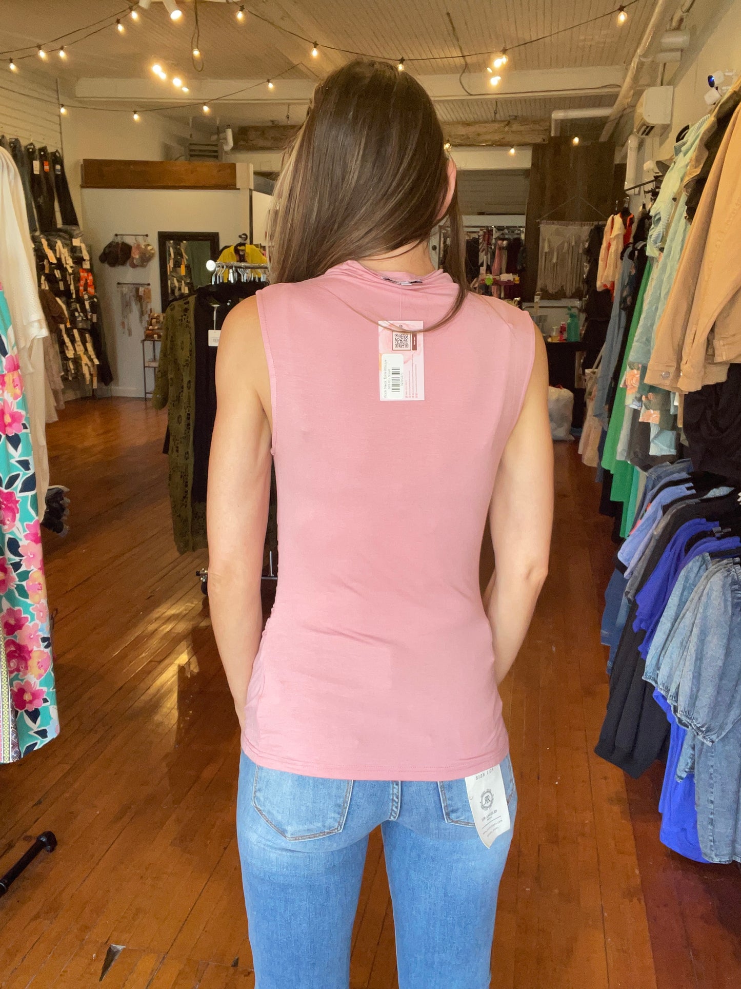 Mock Neck Tank-Mauve