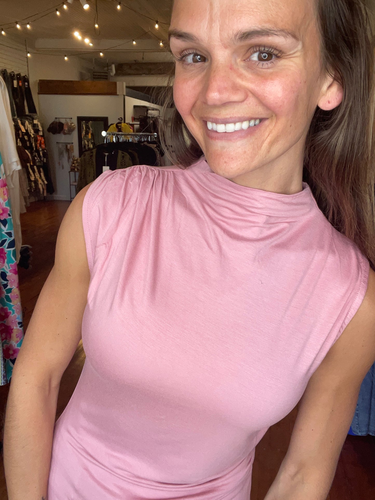 Mock Neck Tank-Mauve