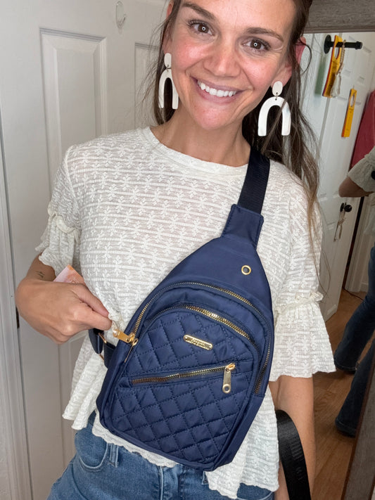 ESTER CROSSBODY SLING BAG- NAVY