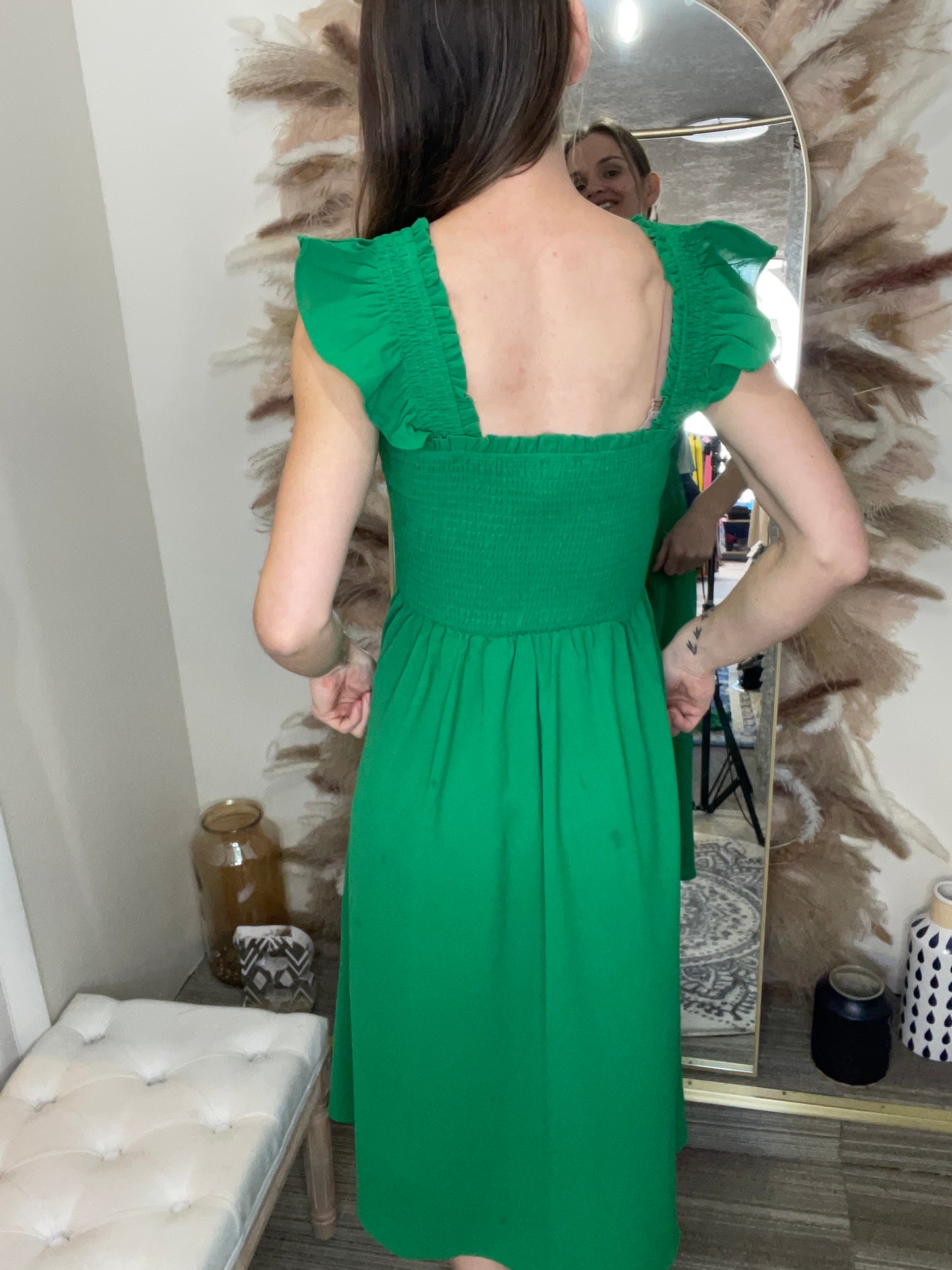 KELLY GREEN MIDI DRESS