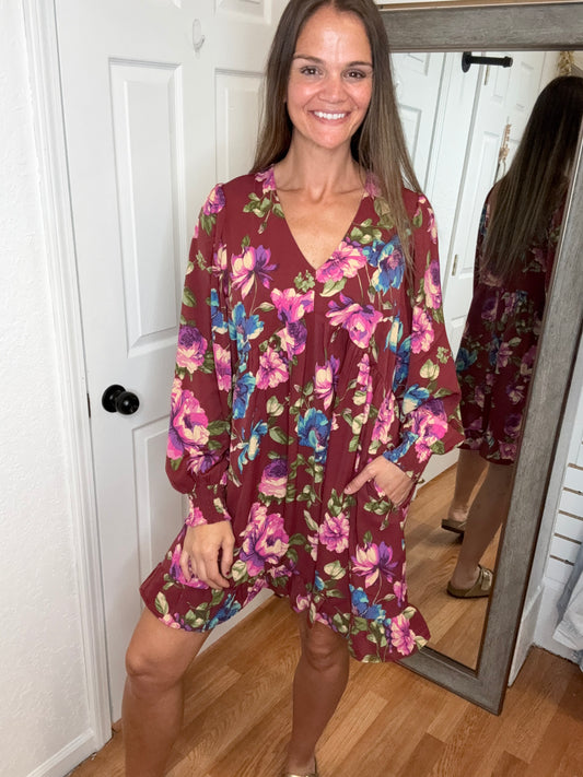 SOPHIA FLORAL PRINTED DRESS - EASEL
