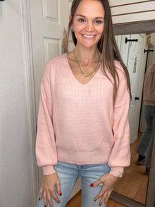 BETHANY BOW KNIT SWEATER PINK - MICHELLE MAE