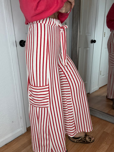 Sally Wide Leg Pants Red & Oat - Jade By Jane
