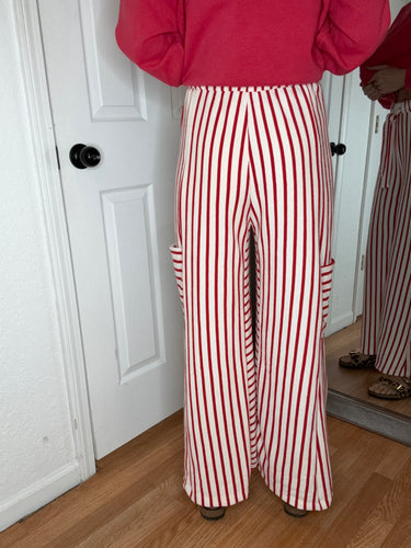 Sally Wide Leg Pants Red & Oat - Jade By Jane