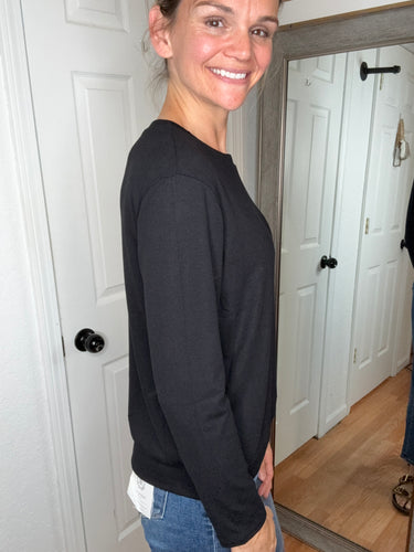 Billy Ribbed Long Sleeve Black - Yelete