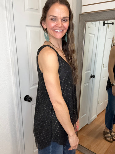 Shiera Dot Sleeveless Top Black- Vocal