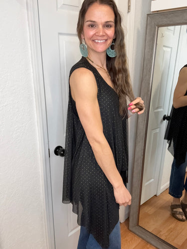 Shiera Open Front Mesh Layering Vest Black- Vocal