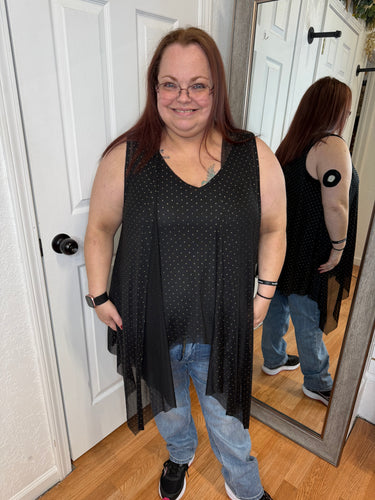 Shiera Open Front Mesh Layering Vest Black- Vocal