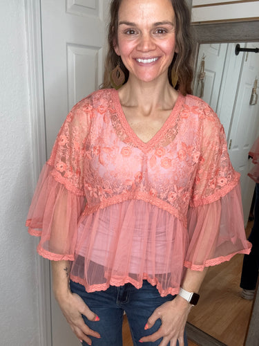 Tama Chiffon Blouse Apricot- Anniewear