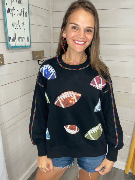 Football Sequin Game Day Sweatshirt