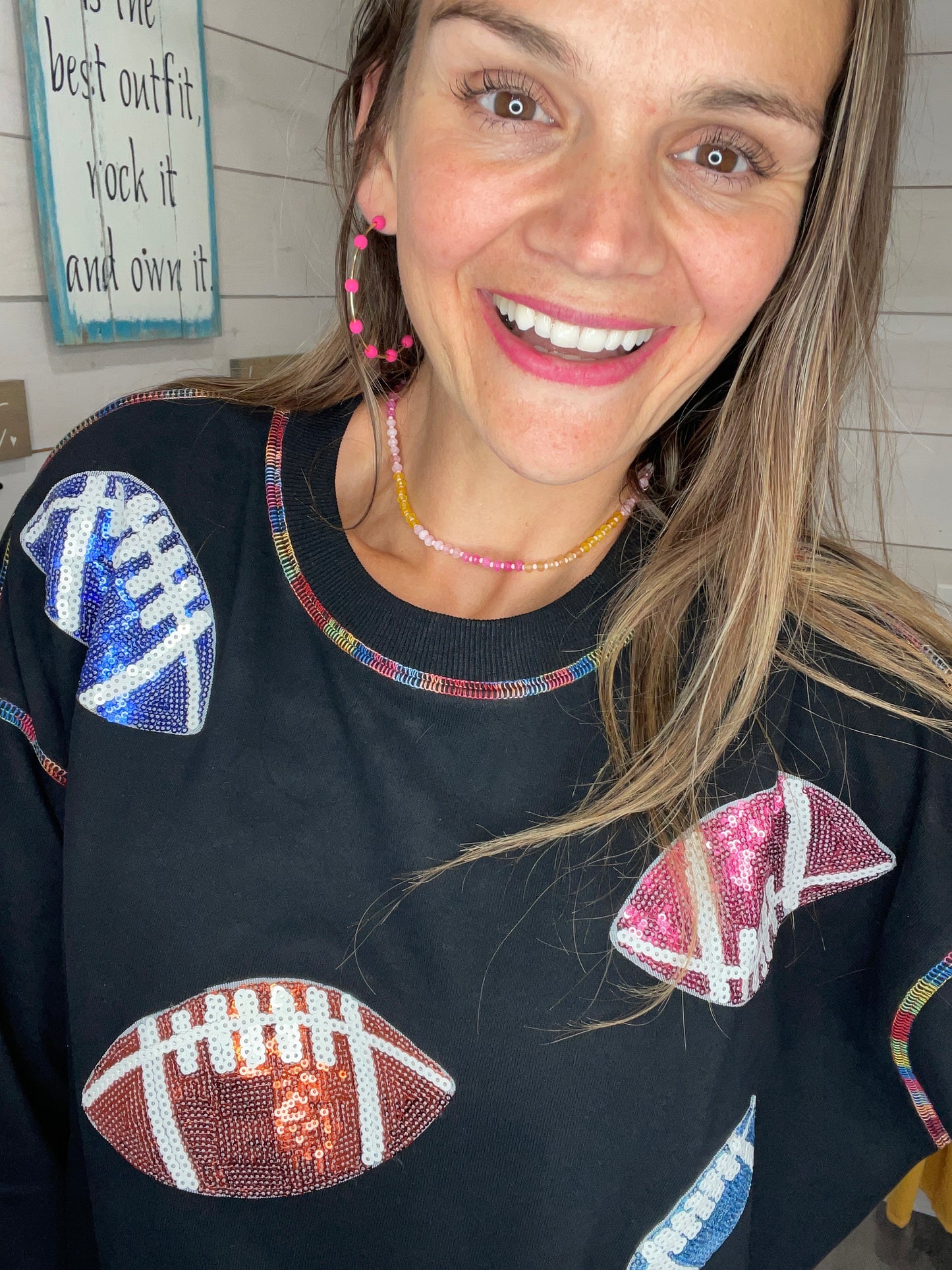 Football Sequin Game Day Sweatshirt