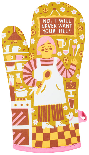 Never Want Your Help Oven Mitt- Blue Q