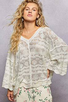 Quill Open Knit Pullover Top- POL