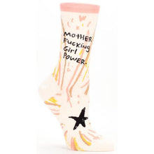 Mother Fing Girl Power Crew Socks- Blue Q