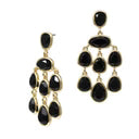 Gold And Black Crystal Drop Tassle 2" Earrings- Whats Hot Jewelry