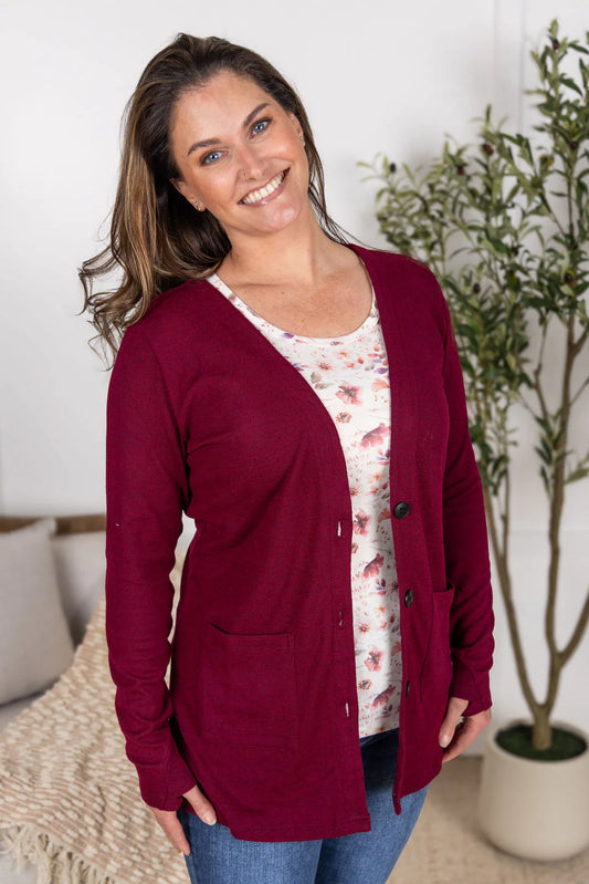 CORI CARDIGAN IN BURGUNDY - MICHELLE MAE