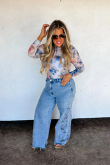 Spring Dress It Up Mesh Top Garden Blue - Blakeley