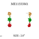RED GREEN AND GOLD CHRISTMAS BOW EARRINGS