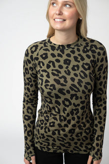 Blair Long Sleeve Top Olive Animal Print- Michelle Mae