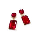 Red Crystal Double Drop 1.25" Earring Whats Hot Jewelry