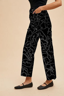 Maddy Floral Print Wide Leg Jeans Anniewear