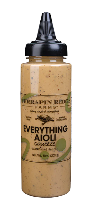Everything Aioli Garnishing Squeeze Terrapin Ridge Farms
