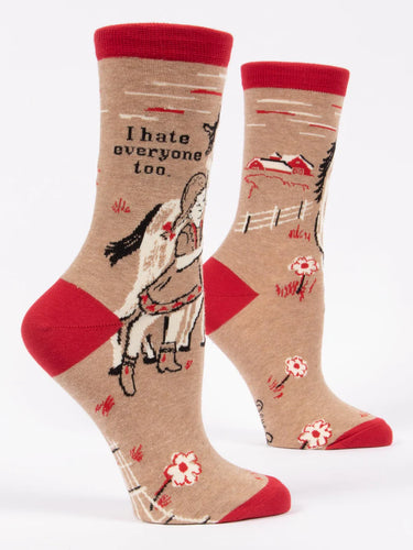 I Hate Everyone Too W-crew Socks Blue Q