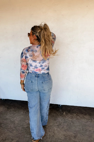 Spring Dress It Up Mesh Top Garden Blue - Blakeley